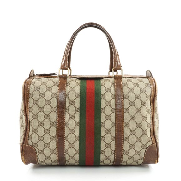 Gucci Handbags - Auth Gucci Hand Bag Brown Leather #29012G13